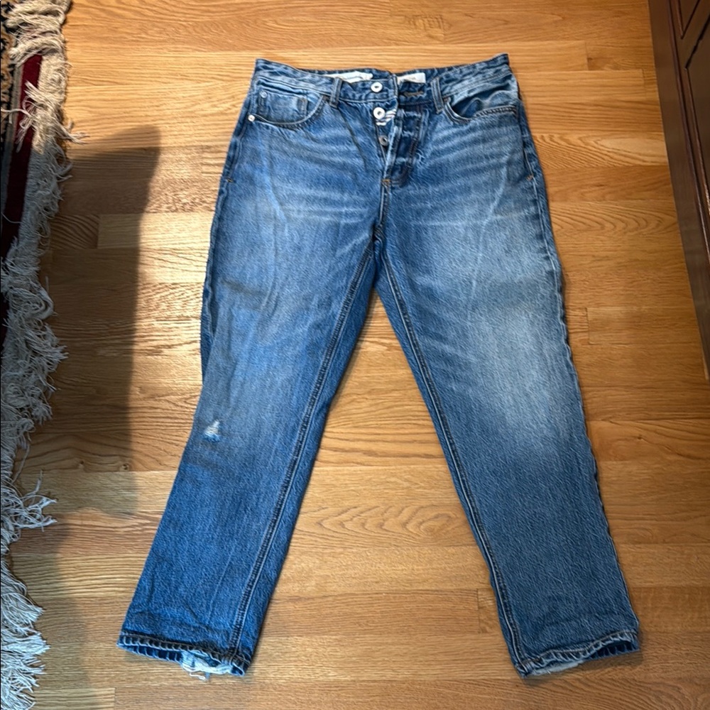 Pilcro Blue Cropped Jeans with Distressed Details
